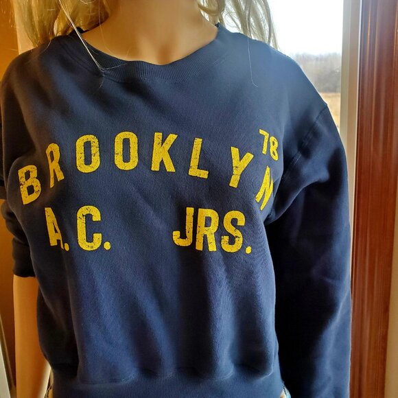 Riley Vintage Brooklyn Crew Size Large Navy Blue with Yellow Detailing - Picture 8 of 10